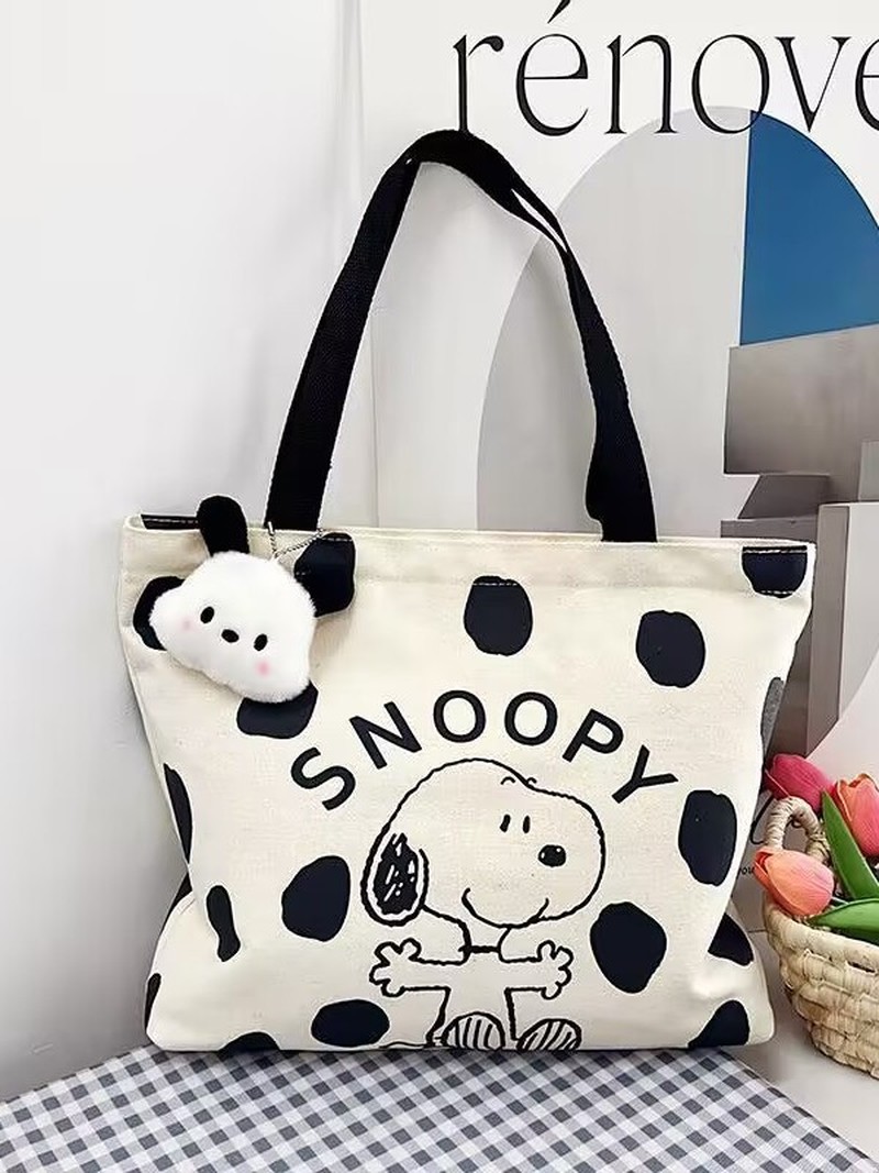 Anime Tote Bag - Tas Bahu Kanvas Kartun Snoopy untuk
